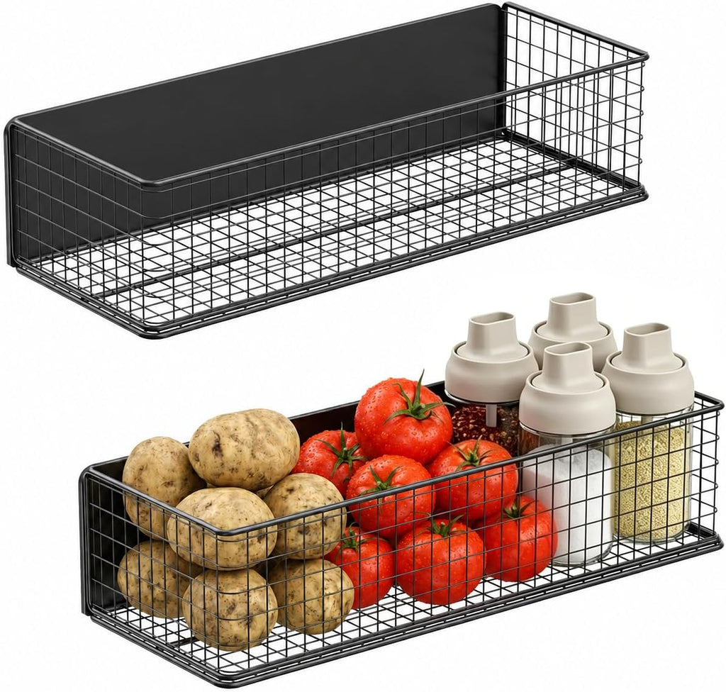 Cestas magnéticas organizadores de refrigerador, cesta de malla de alambre de metal de gran capacidad, estante para especias para almacenamiento de refrigerador, estante magnético para