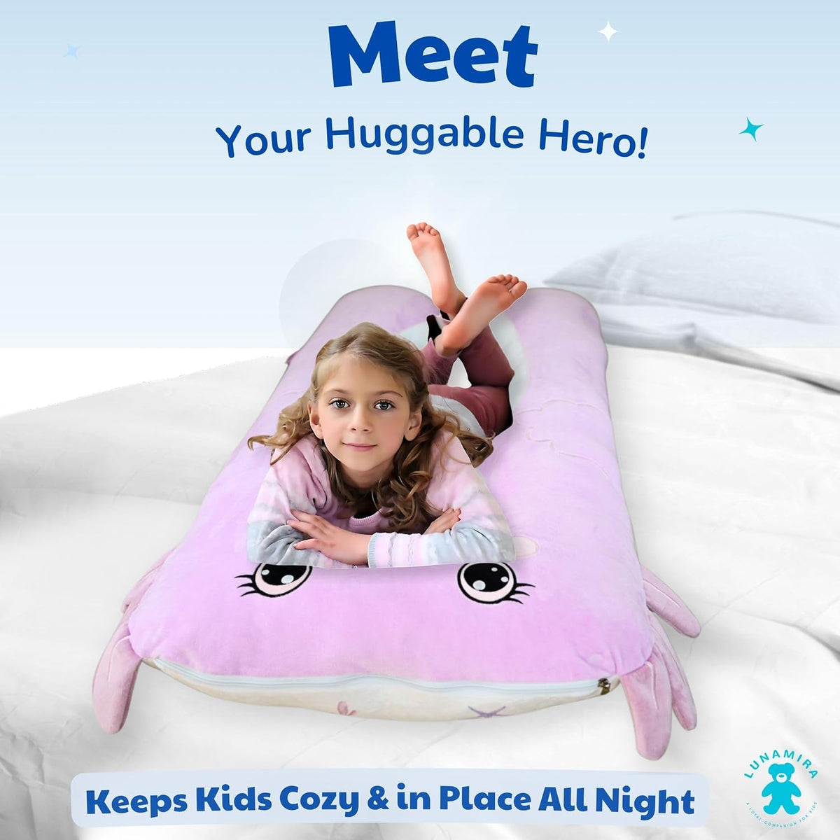 Axolotl - Almohada corporal para niños, 47 pulgadas, almohada de felpa suave de felpa larga en forma de U para niños, dormir, leer, TDAH y necesidades especiales, comodidad, ansiedad, funda lavable, acurrucarse divertido para niños y niñas