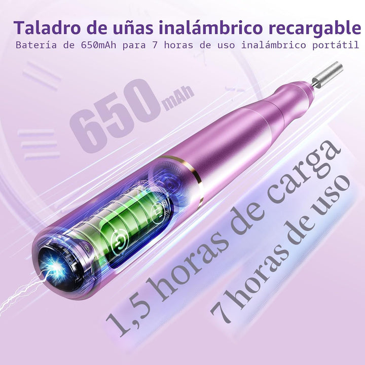 TUOBEO Kit de lima de uñas eléctrico inalámbrico para uñas, juego d...