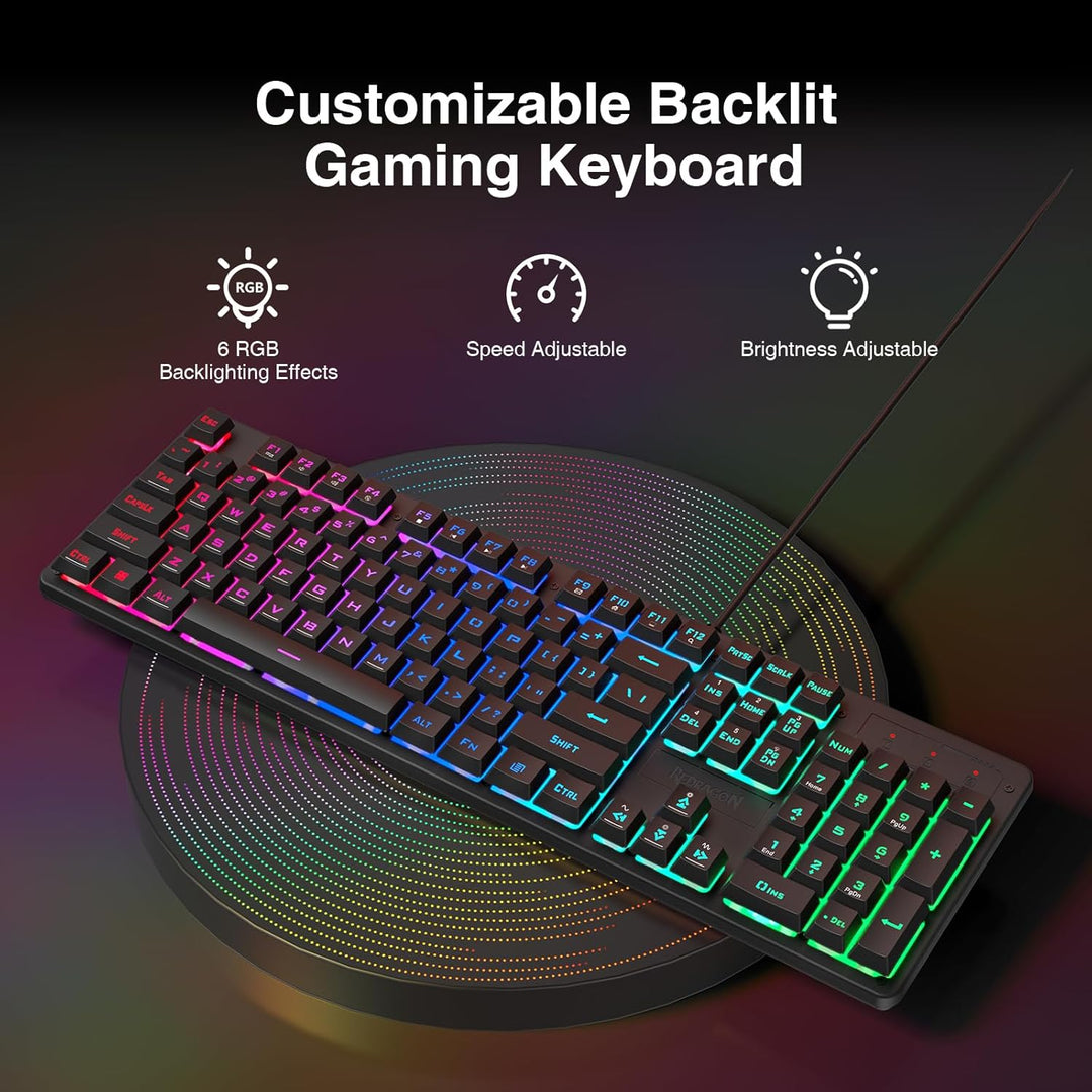 Redragon S107 Combo de teclado y mouse para videojuegos, teclado RG...