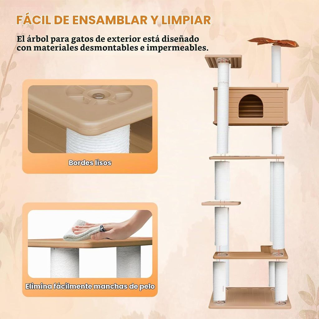 Torre de árbol para gatos resistente a la intemperie de 74.8 pulgadas con