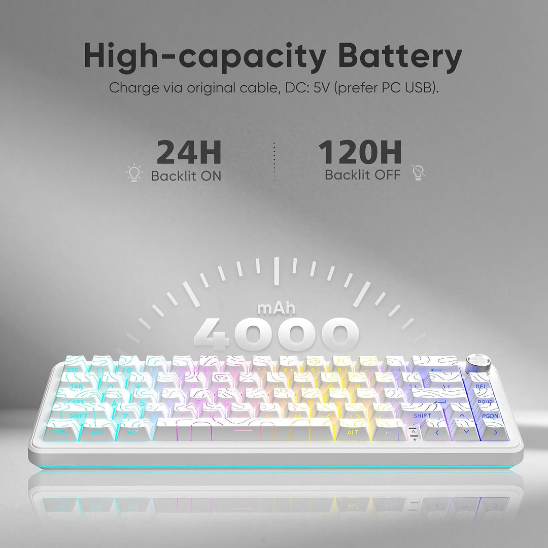 RedThunder K65 Teclado Mecánico Inalámbrico, Perilla CNC, BT5.0\/2....