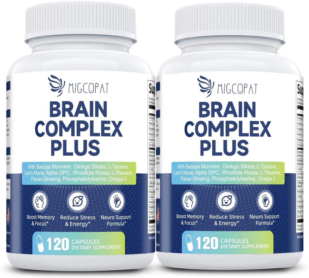 Paquete de 2 suplementos cerebrales para memoria y concentración, n...