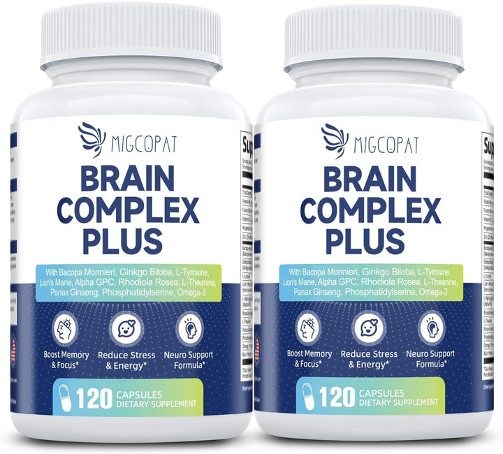 Paquete de 2 suplementos cerebrales para memoria y concentración, n...
