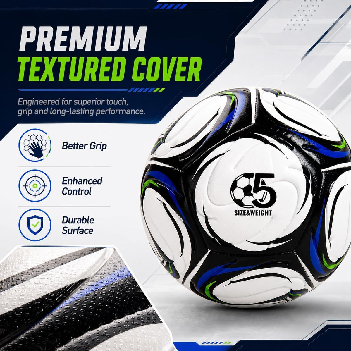Balón de Fútbol Talla 5 Talla 4 con Bomba, Balón de Entrenamiento Durable para Interior y Exterior