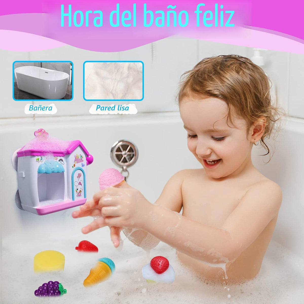 AugToy Juguetes de baño de burbujas para hacer espuma de helado para niños
