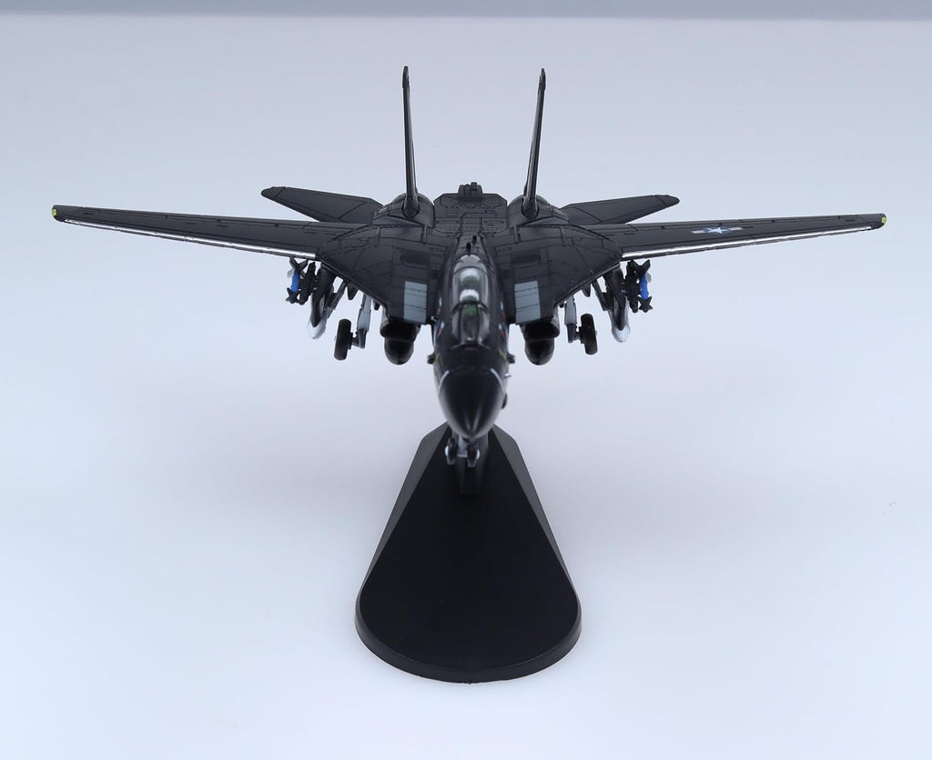 Grumman F-14 Tomcat VX-4 Modelo fundido a presión – 1/100 US Navy Fighter Jet, modelo de exhibición de metal preconstruido con soporte, regalo coleccionable para fanáticos de la aviación militar