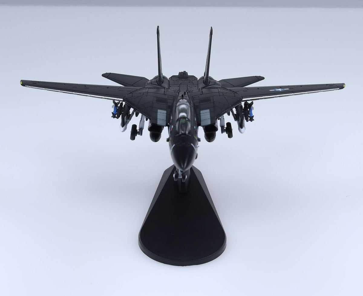 Grumman F-14 Tomcat VX-4 Modelo fundido a presión – 1/100 US Navy Fighter Jet, modelo de exhibición de metal preconstruido con soporte, regalo coleccionable para fanáticos de la aviación militar