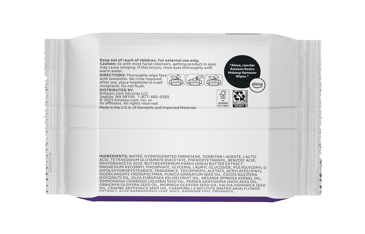 Amazon Basics Toallitas desmaquillantes, limpieza suave, dermatológ...