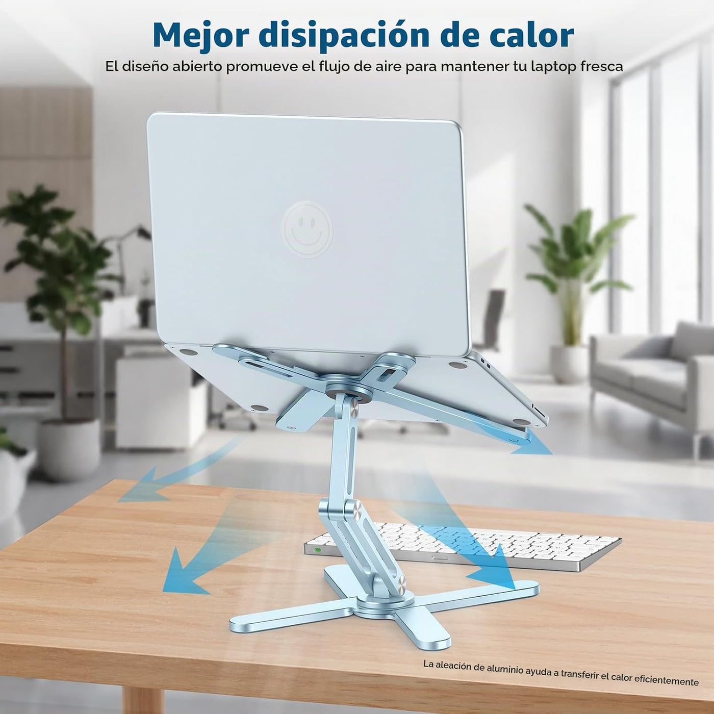 OMOTON Soporte elevador giratorio de 360° para laptop, soporte ergo...