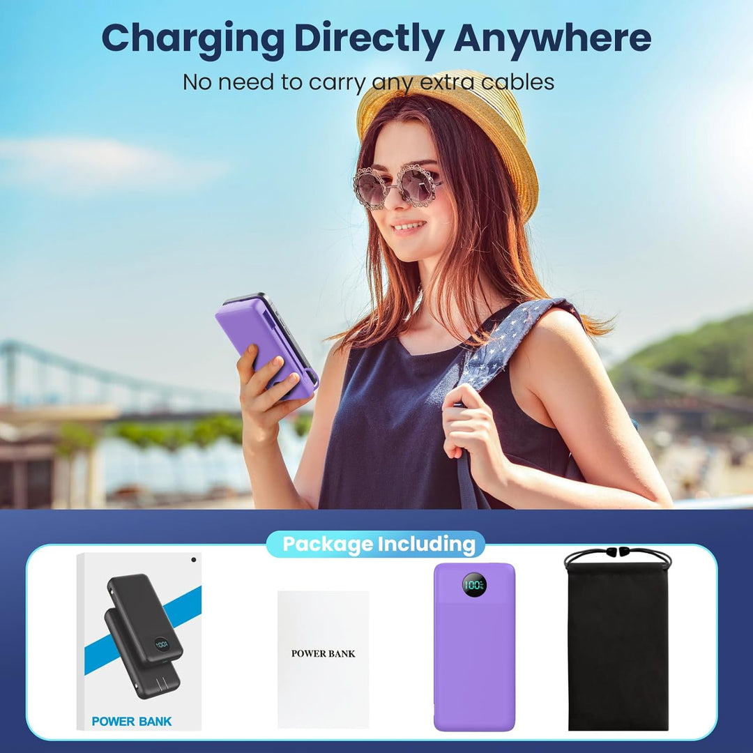Cargador Portátil 33800mAh Banco de Energía USB C con Cables Integr...