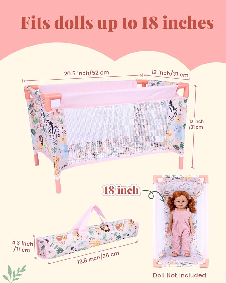 BABESIDE 7 piezas de cuna para muñecas de 18 pulgadas, cama de muñe...