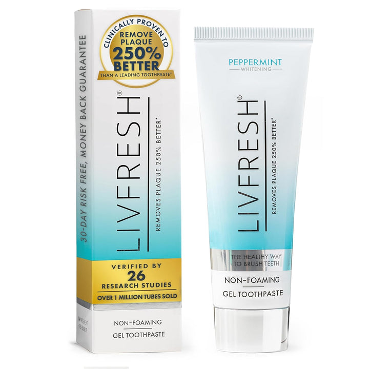 LIVFRESH Pasta de dientes de gel clínicamente probada, sin SLS, sab...