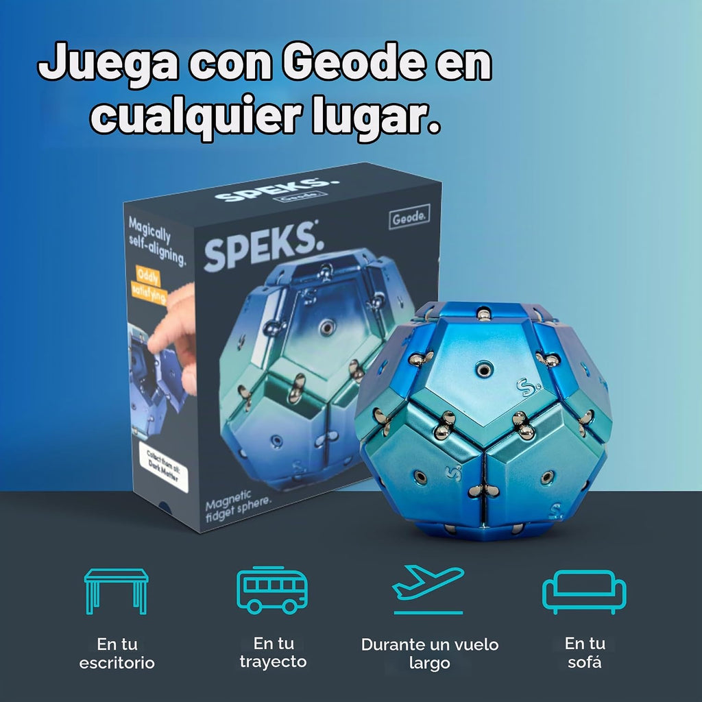 Speks Geode - Juguete magnético antiestrés | Juguete sensorial de escritorio para adultos y adolescentes de 14 años en adelante | Regalo para el alivio del estrés | Esfera, azul