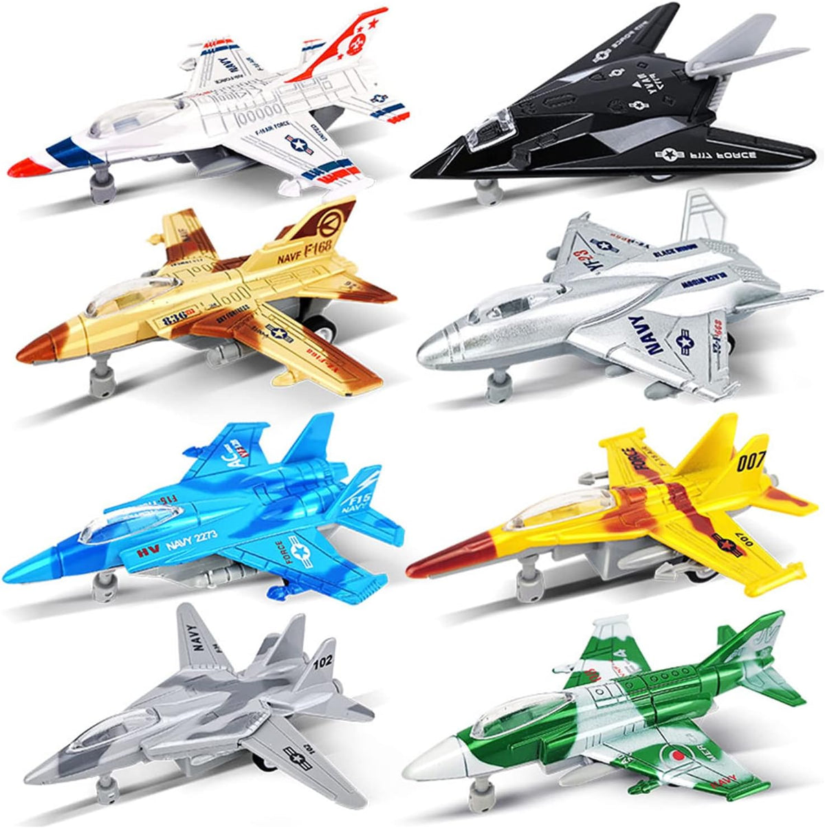 Avión de combate militar vehículo juguete avión ejército fuerza aérea modelo de aeronave fundida a presión para niños juego de colección con luces y sonidos acción de choque y movimiento