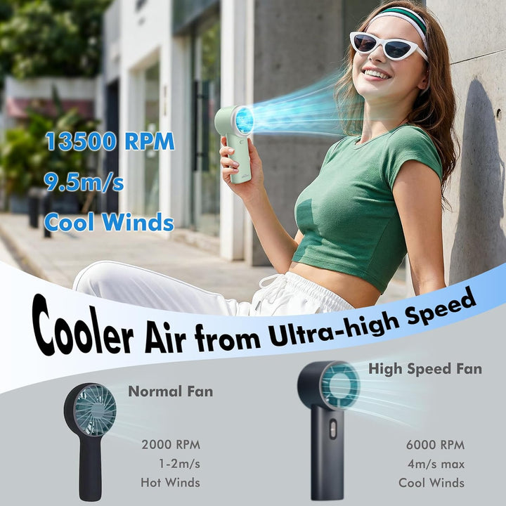 WHATOOK Ventilador turbo portátil de mano, mini ventilador personal...