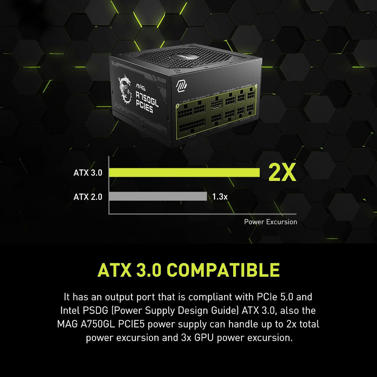MSI MAG A750GL PCIE5, fuente de alimentación compacta totalmente mo...