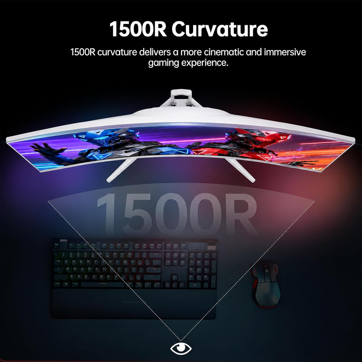 CRUA Monitor curvo para juegos de 32" 4K 240 Hz, 1500R, FreeSync, p...