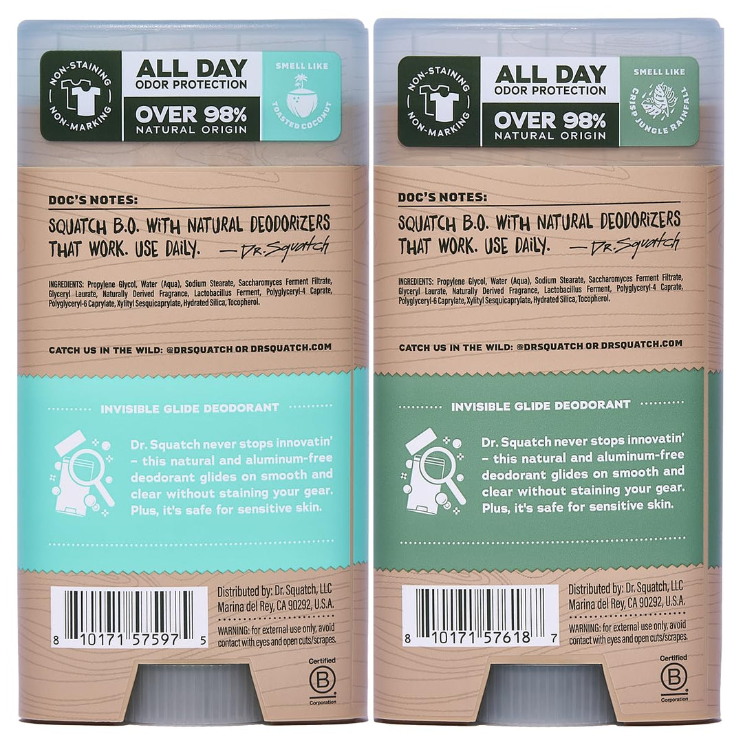 Dr. Squatch Invisible Glide Natural Desodorante para hombre, desliz...