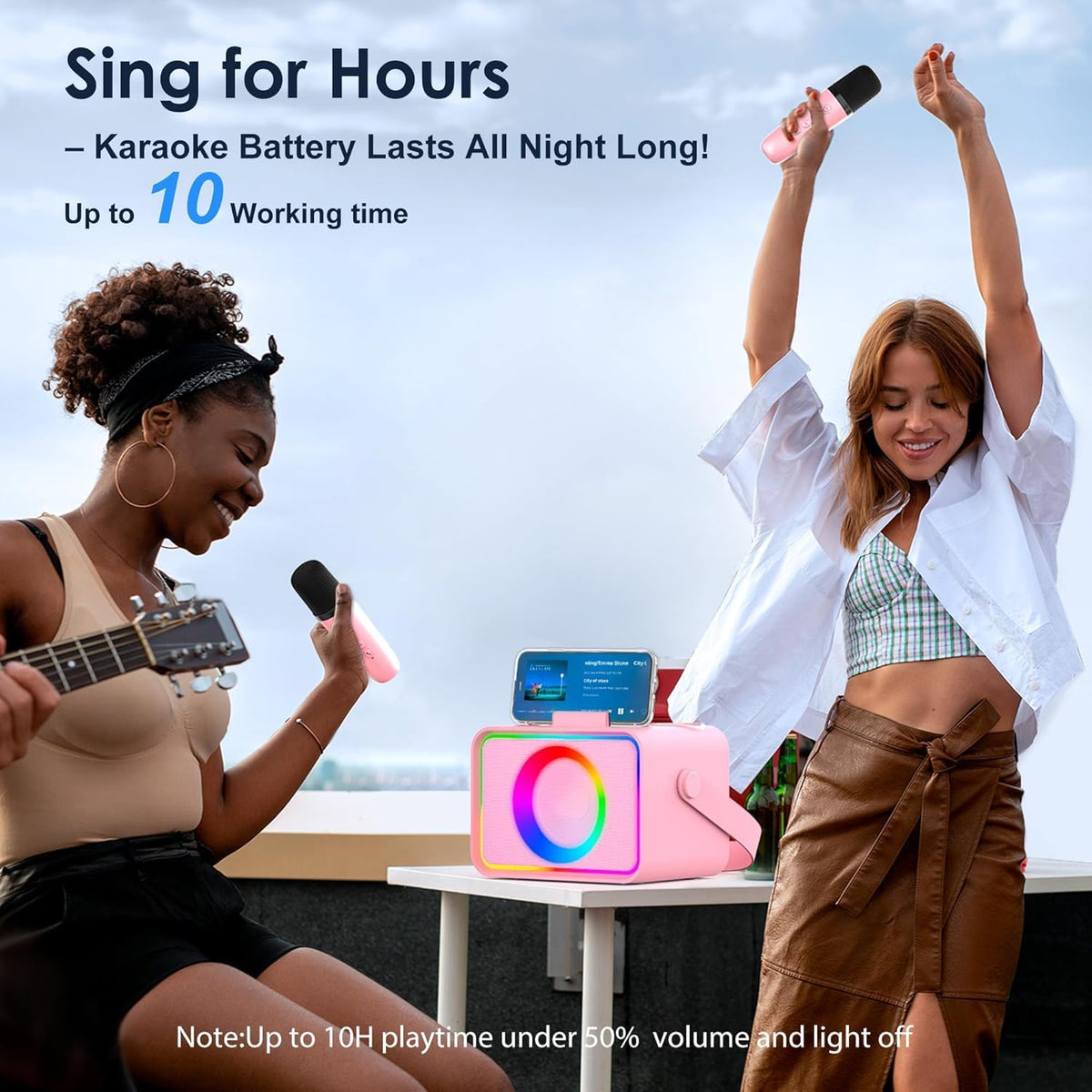 Karaoke Machine para Kids Adults,Bluetooth Speaker 2 Wireless Microphones