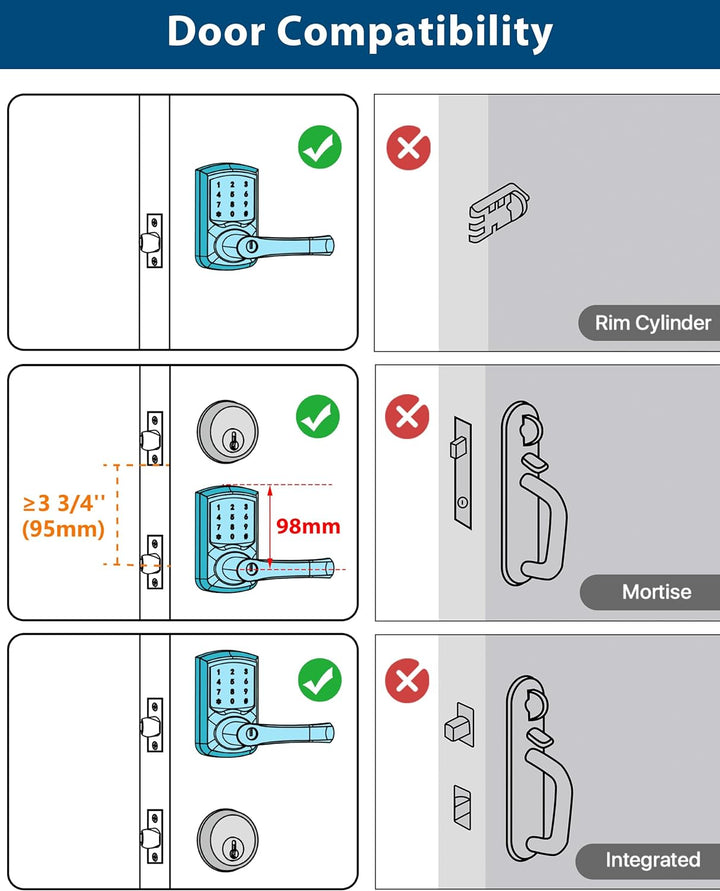HIDALIFE Cerradura de puerta de entrada sin llave, cerradura de pue...