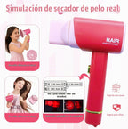Juguetes de peluquería para niñas de 3 a 8 años, juego de peluquería de peluquería, accesorios de maquillaje con luces y sonidos interactivos, juguetes educativos de vestir, regalos de cumpleaños para niños de 3, 4, 5, 6, 7, 8 años