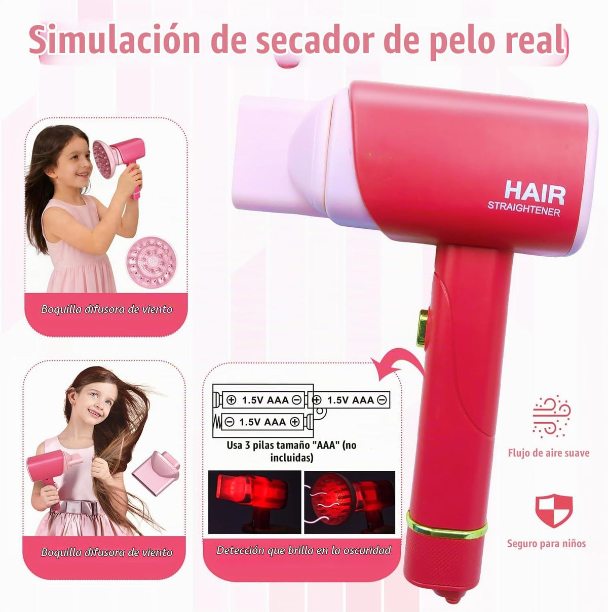 Juguetes de peluquería para niñas de 3 a 8 años, juego de peluquería de peluquería, accesorios de maquillaje con luces y sonidos interactivos, juguetes educativos de vestir, regalos de cumpleaños para niños de 3, 4, 5, 6, 7, 8 años