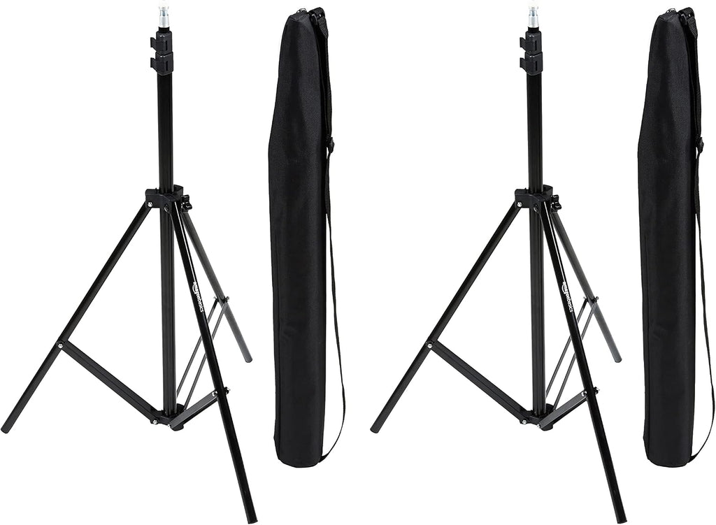 Amazon Basics FOTOGRAFÍA DE ALUMINIO FOTOGRAFÍA STAND CON CASO - Paquete de 2, 2.8 - 6.7 pies, negro