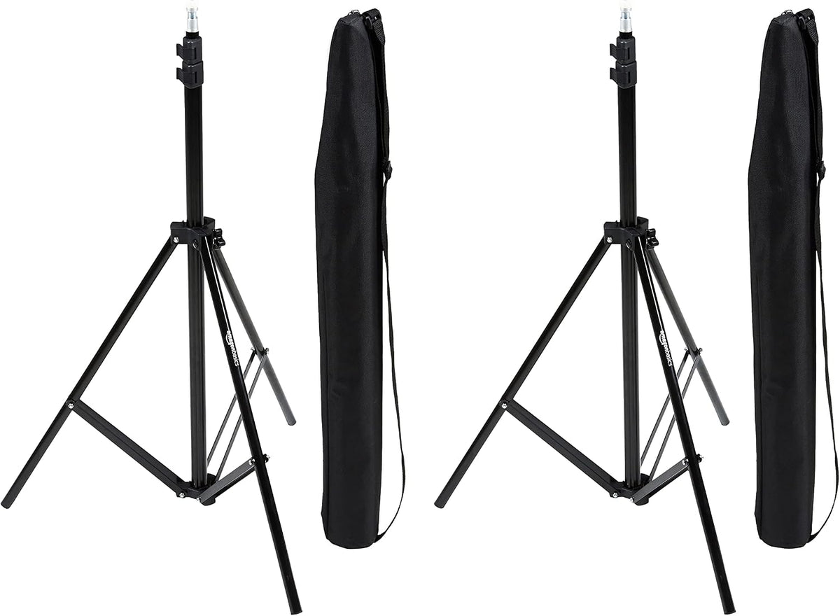 Amazon Basics FOTOGRAFÍA DE ALUMINIO FOTOGRAFÍA STAND CON CASO - Paquete de 2, 2.8 - 6.7 pies, negro