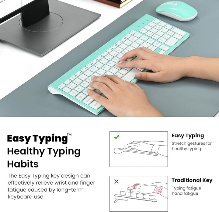 cimetech Combo de teclado y mouse inalámbricos, juego compacto de t...