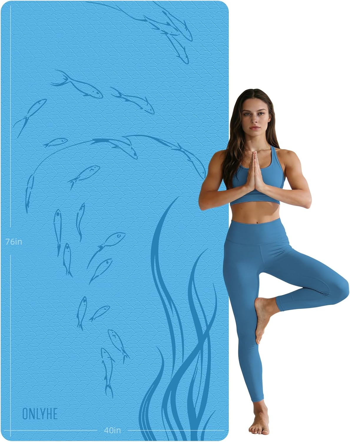 Esterilla de yoga extra ancha 76"x40"x10mm TPE antideslizante