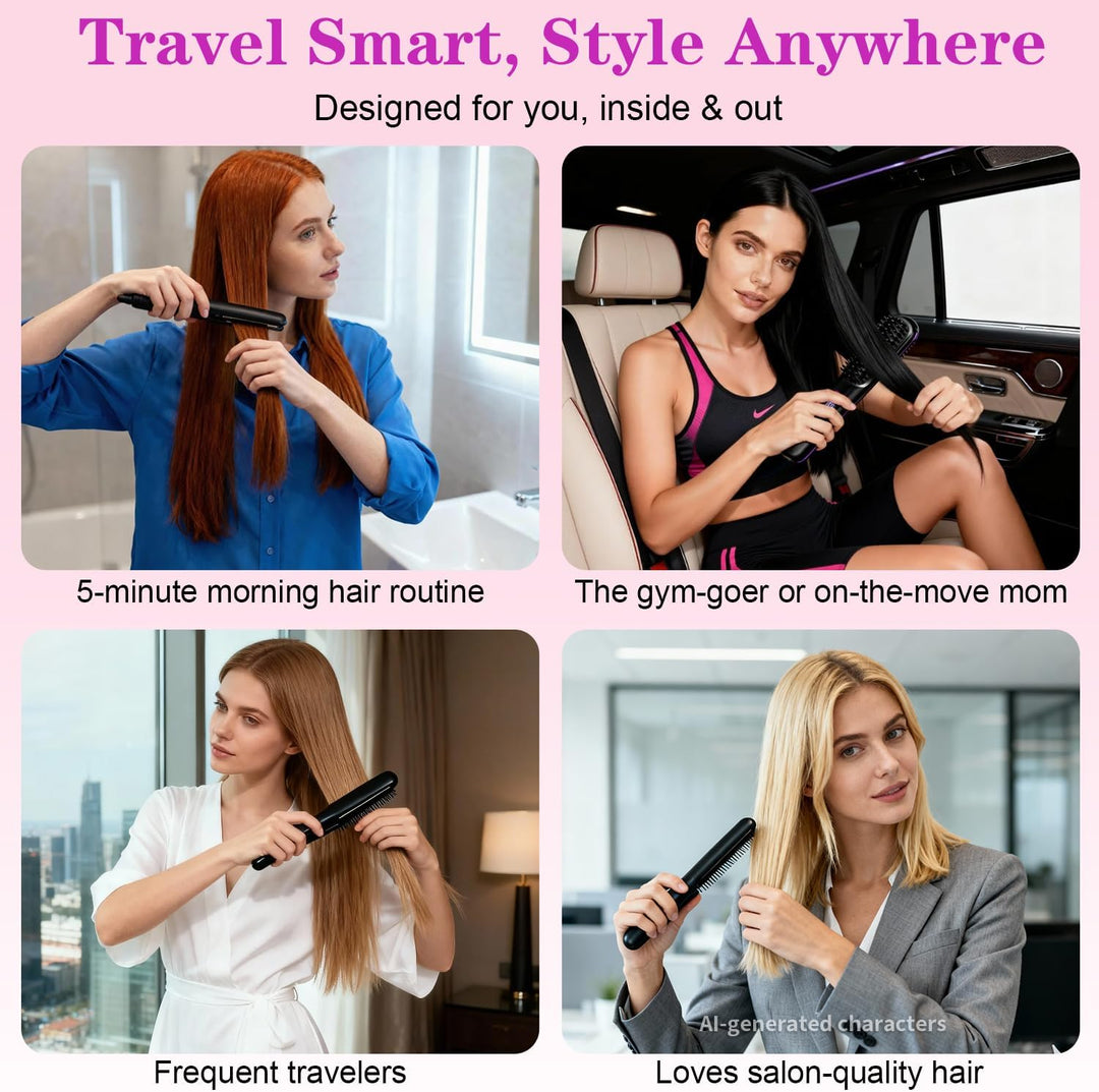 Go Brush Pro - Cepillo alisador de pelo inalámbrico, cepillos alisa...