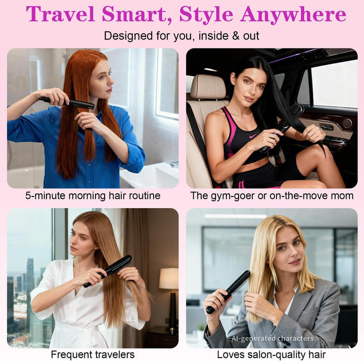 Go Brush Pro - Cepillo alisador de pelo inalámbrico, cepillos alisa...