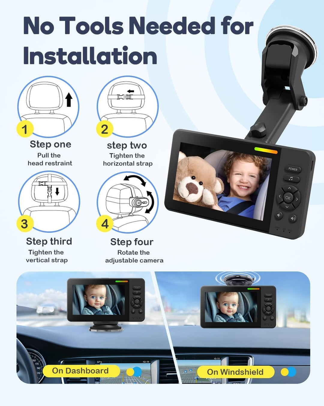Cámara inalámbrica de coche para bebé monitor de bebé HD