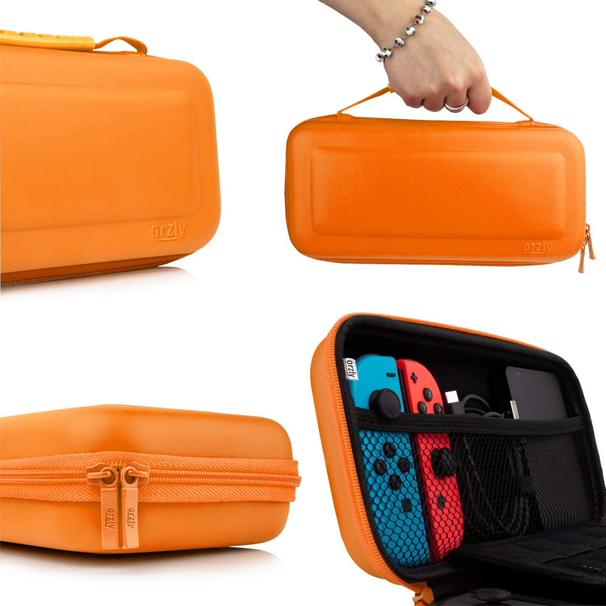 Pack de accesorios esenciales Orzly para Nintendo Switch 1 y OLED, Naranja