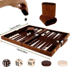 Juego de backgammon portátil de 15 pulgadas con tablero plegable y estuche