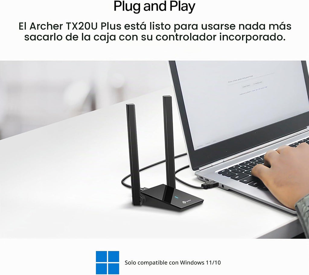 TP-Link Adaptador USB WiFi 6 para PC de escritorio, antena WiFi de doble