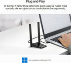 TP-Link Adaptador USB WiFi 6 para PC de escritorio, antena WiFi de doble