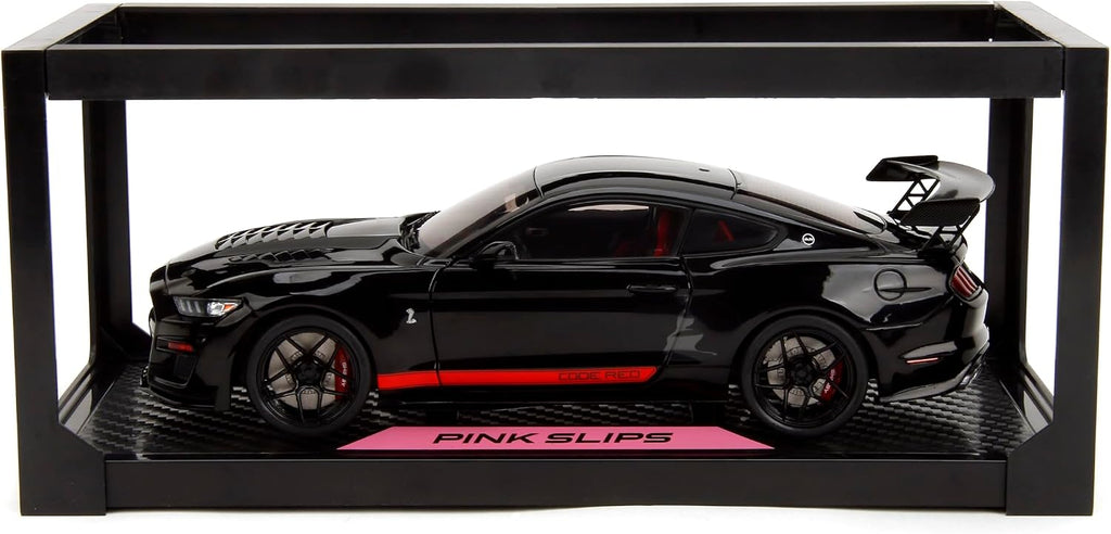 Jada Pink Slips 2022 Shelby GT500 Code Red - Modelo fundido a presión a escala 1:18 con puertas de apertura y dirección de trabajo, para coleccionistas y entusiastas mayores de 14 años, color negro