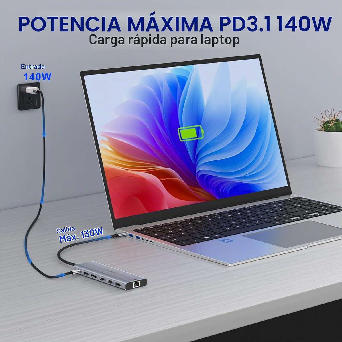 Estación de acoplamiento USB-C 14 en 1, 140 W PD 3.1, pantalla triple