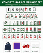Youeon Juego de mahjong chino de 144 piezas con bolsa de transporte, verde