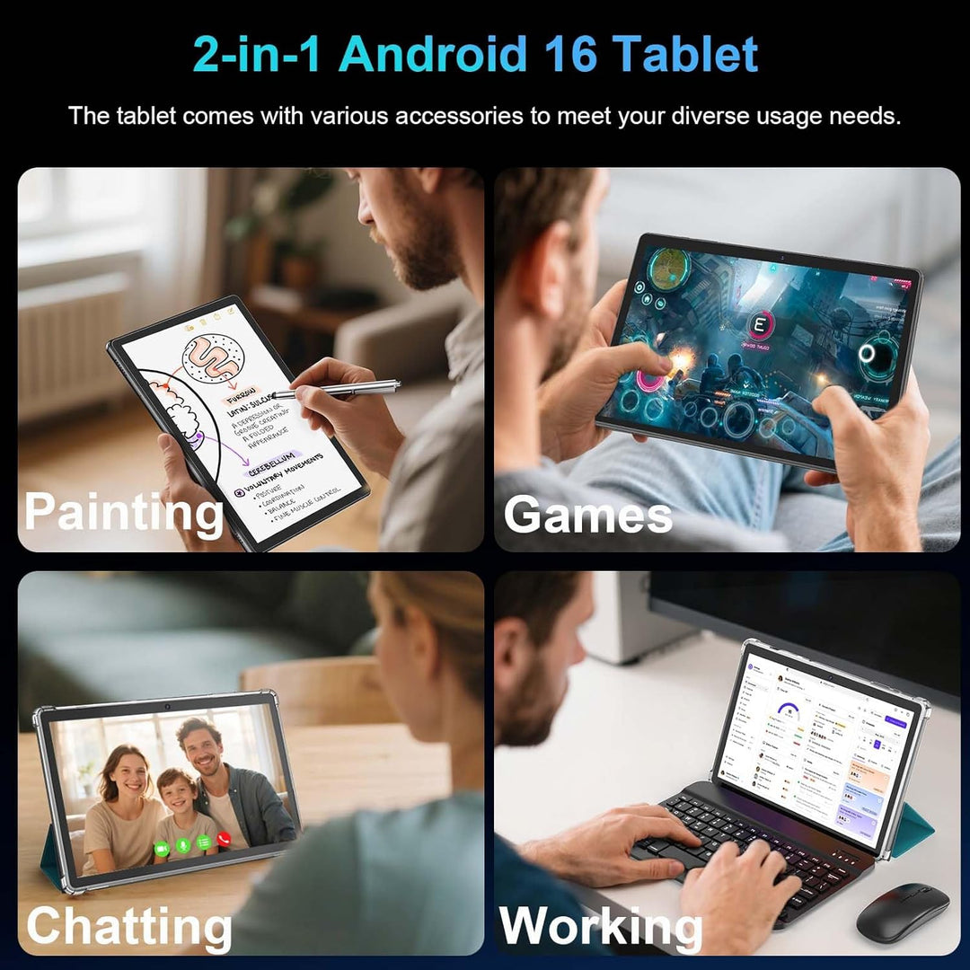 Tableta Android 16 con teclado, tableta Android 2026 de 10 pulgadas...