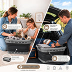 BROOKSTONE, 11 galones – [Nuestra cesta más grande de toda] Cesta de lavandería plegable de 24 pulgadas, asas de agarre antideslizantes cómodas, diseño minimalista que ahorra espacio, cesta