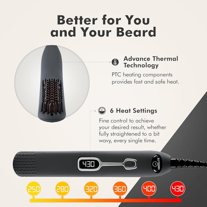 Aberlite EDC - Cepillo alisador de barba prémium - Peine alisador c...