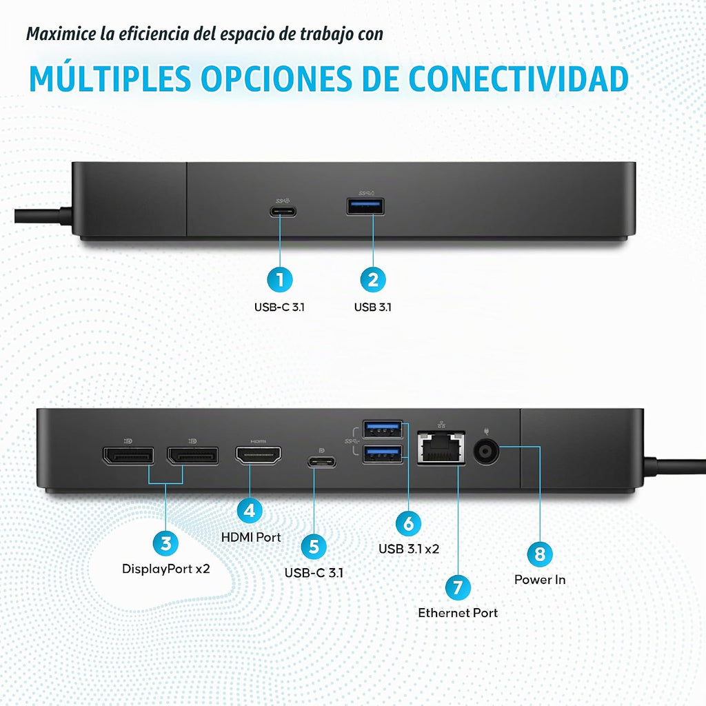 WD19 Dell Dock Station USB C - Estación de acoplamiento de monitor dual con 130 W, cable HDMI, doble DisplayPort y paño de limpieza de microfibra - Estación de acoplamiento para laptop (renovada)