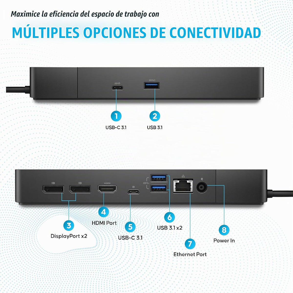 WD19 Dell Dock Station USB C - Estación de acoplamiento de monitor dual con 130 W, cable HDMI, doble DisplayPort y paño de limpieza de microfibra - Estación de acoplamiento para laptop (renovada)