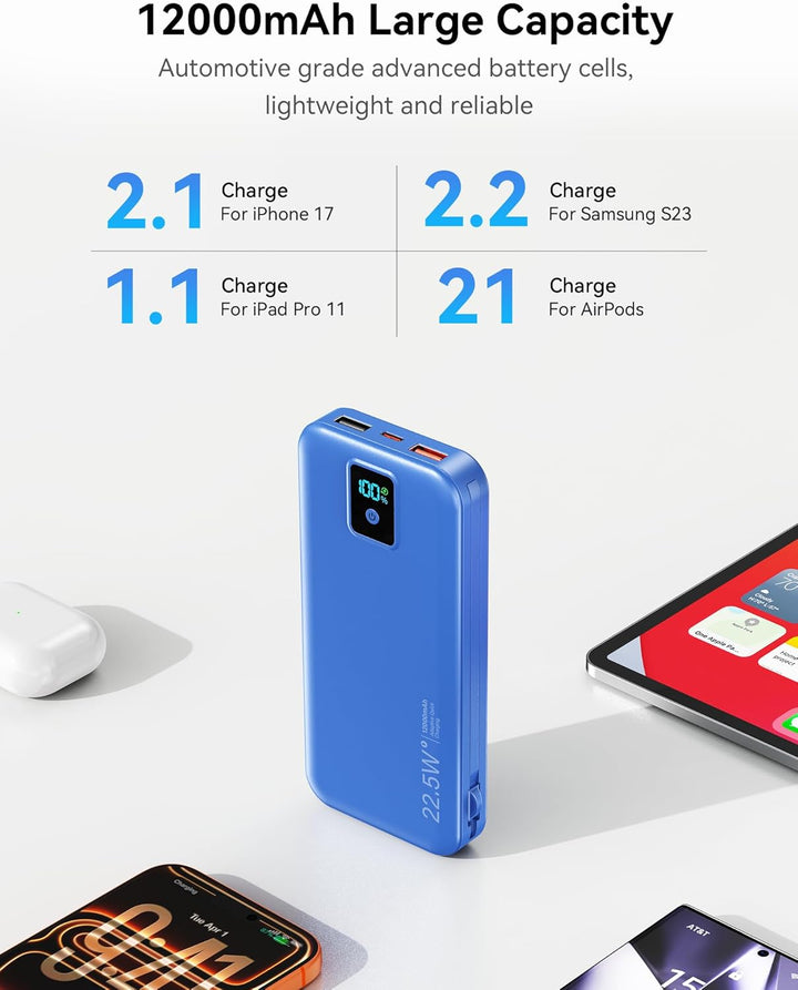 Cargador portátil, cargador de batería de carga rápida de 12000 mAh...