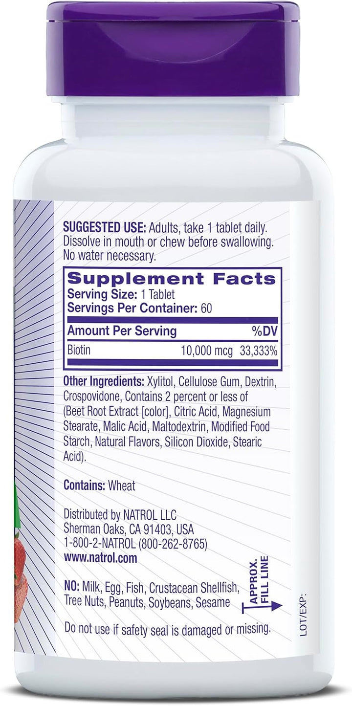 Natrol Biotin 10,000 mcg, suplemento de disolución 4 veces más rápi...