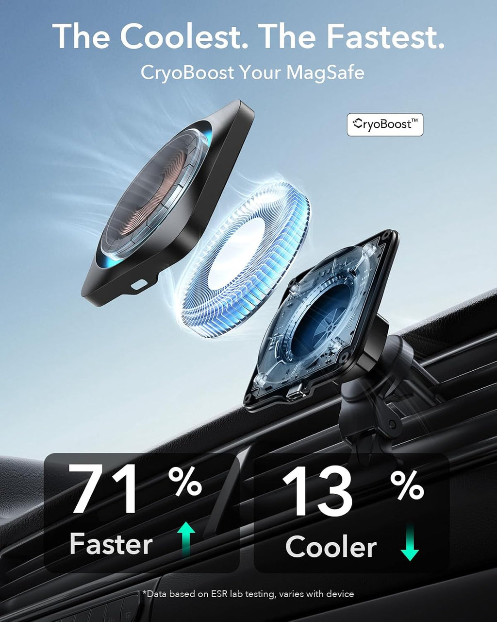 ESR para cargador MagSafe de montaje de coche de 15 W con CryoBoost para