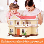 Set de casa de cabaña familiar acogedora, casa de muñecas con muebles y accesorios, casas de muñecas de estilo cabaña para jugar, DIY, para infantes, niños y niñas